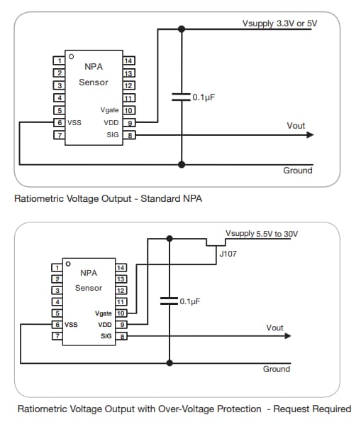 Mechanical Drawing - Amphenol Advanced Sensors NPA Low-Pressure Sensors Mechanical Drawing - Amphenol Advanced Sensors NPA Low-Pressure Sensors
