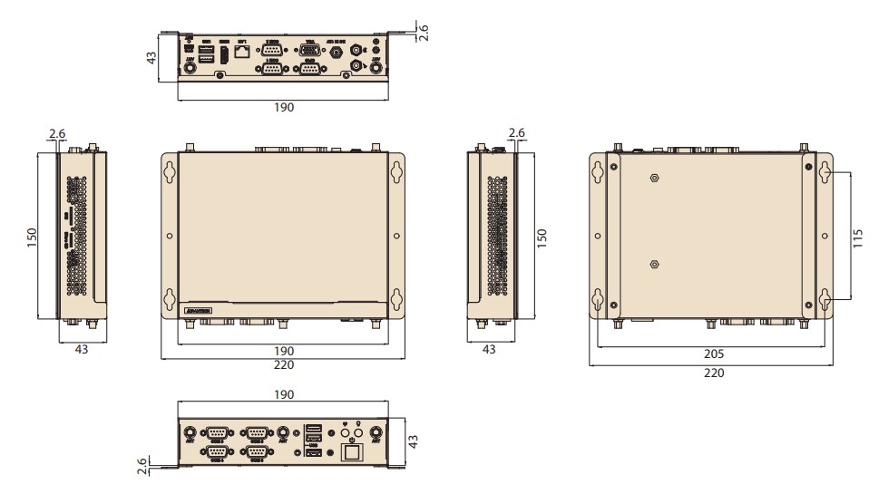 Mechanical Drawing - Advantech EPC-R4680 Box Computer Mechanical Drawing - Advantech EPC-R4680 Box Computer