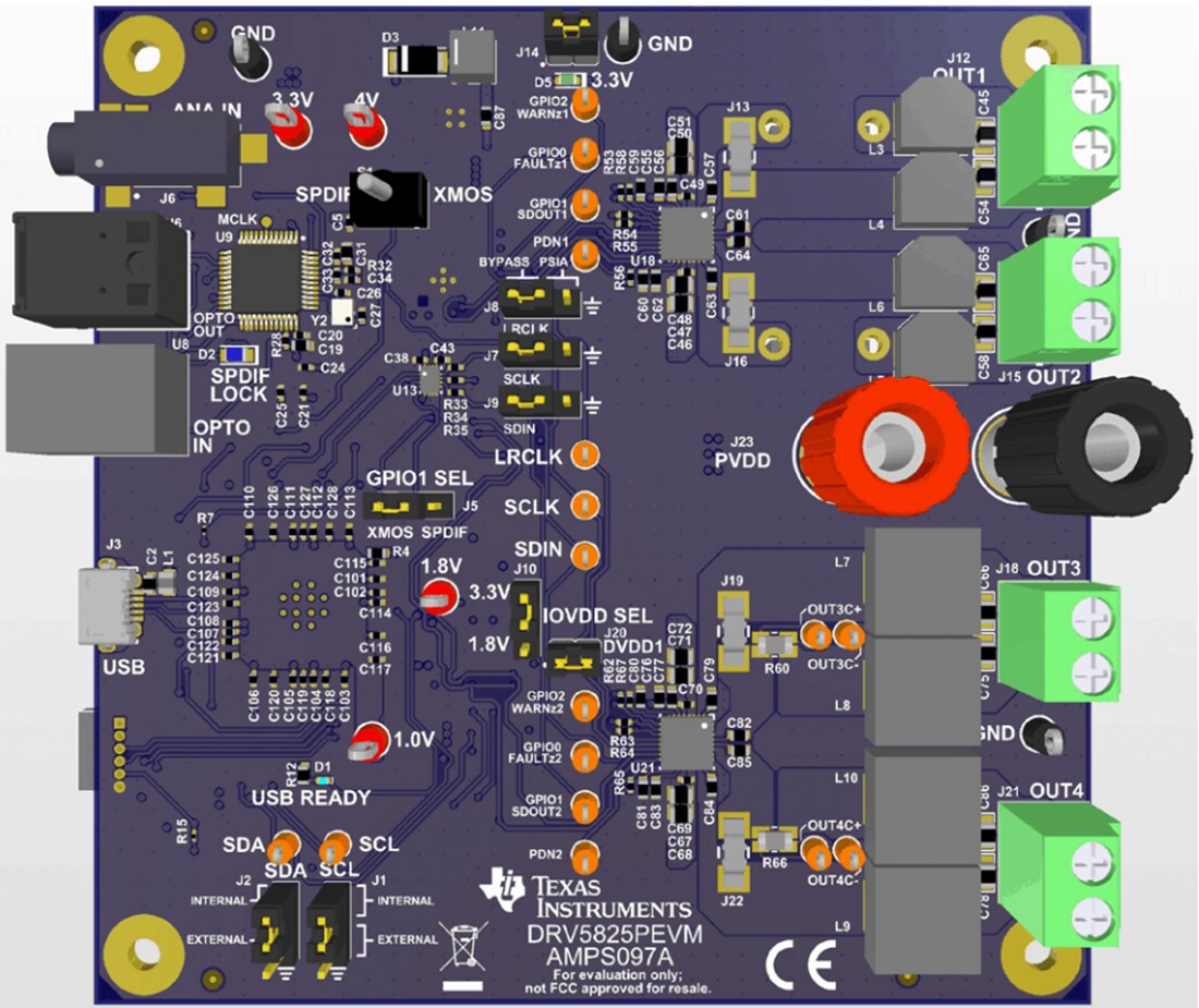 Mechanical Drawing - Texas Instruments DRV5825PEVM Amplifier Evaluation Module (EVM)