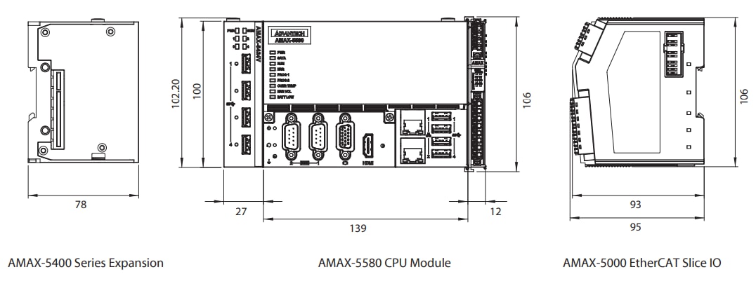Mechanical Drawing - Advantech AMAX-5580 Embedded Box Computers Mechanical Drawing - Advantech AMAX-5580 Embedded Box Computers