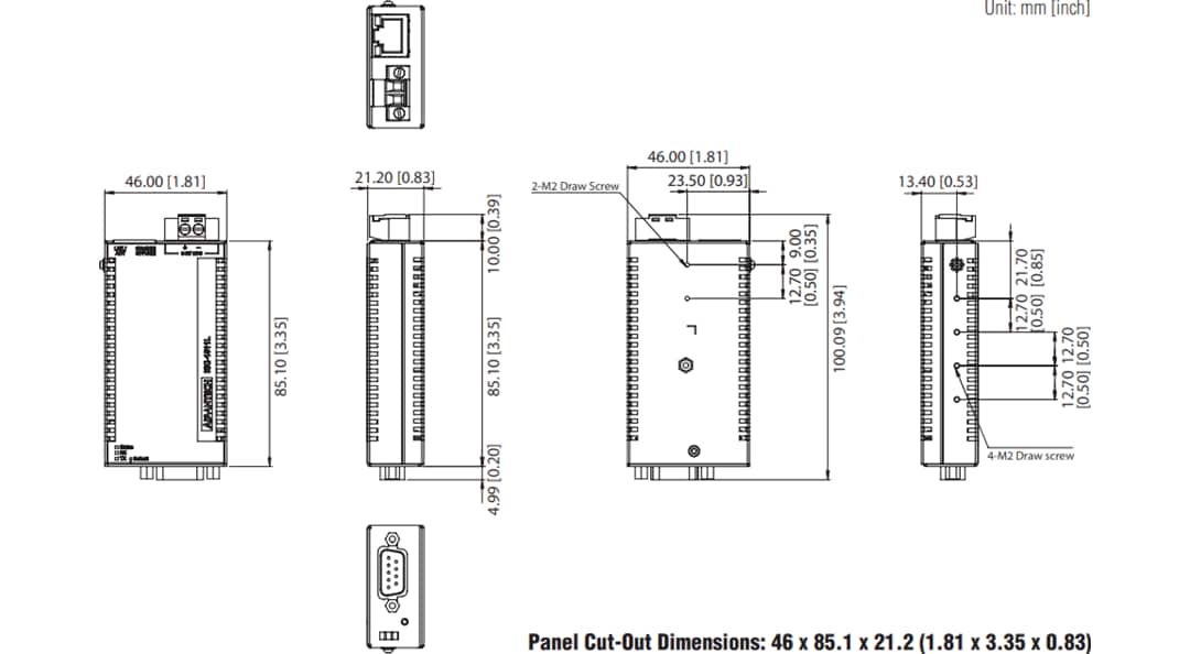 Mechanical Drawing - Advantech EKI-1511 Serial-to-Ethernet Device Server Mechanical Drawing - Advantech EKI-1511 Serial-to-Ethernet Device Server