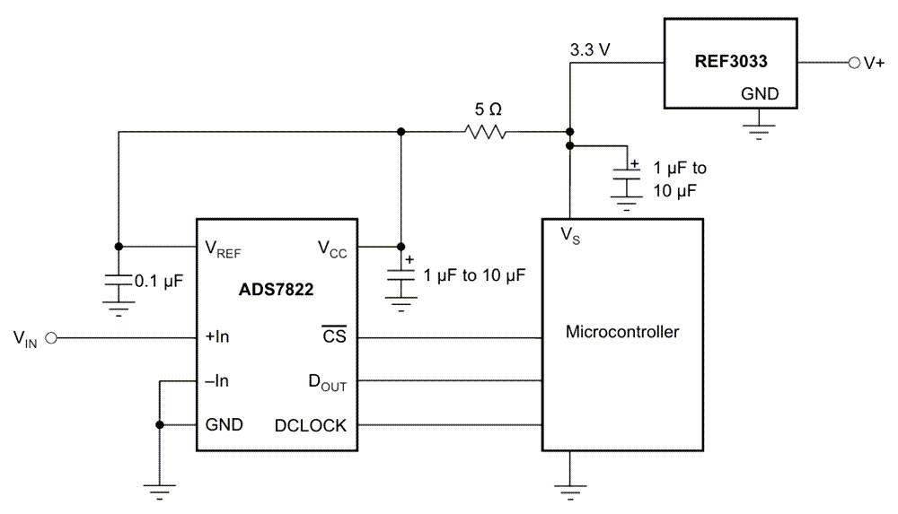 Application Circuit Diagram - Texas Instruments REF30/REF30E Low Current Voltage References