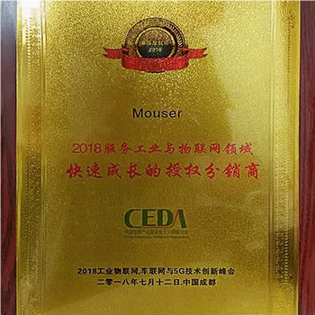 Mouser Electronics Honored as Outstanding Authorized Distributor in IoT by China Electronics Distrib