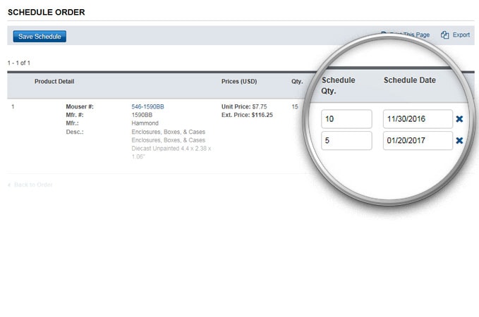 Modificar la programación en el histórico de pedidos.